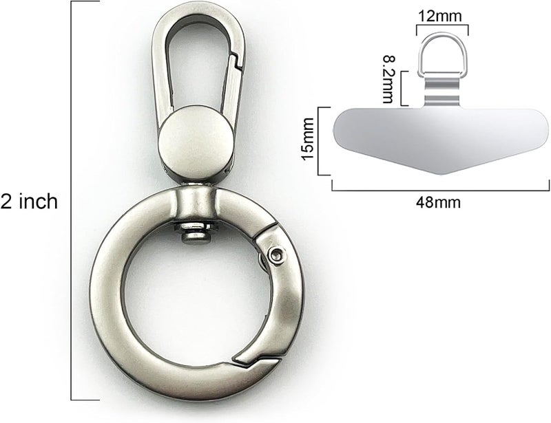 TENOC Metal Phone Tether, Universal Cellphone Lanyard Pad with 360 Rotation Spring Ring, Rose Gold+Silver - Image 2